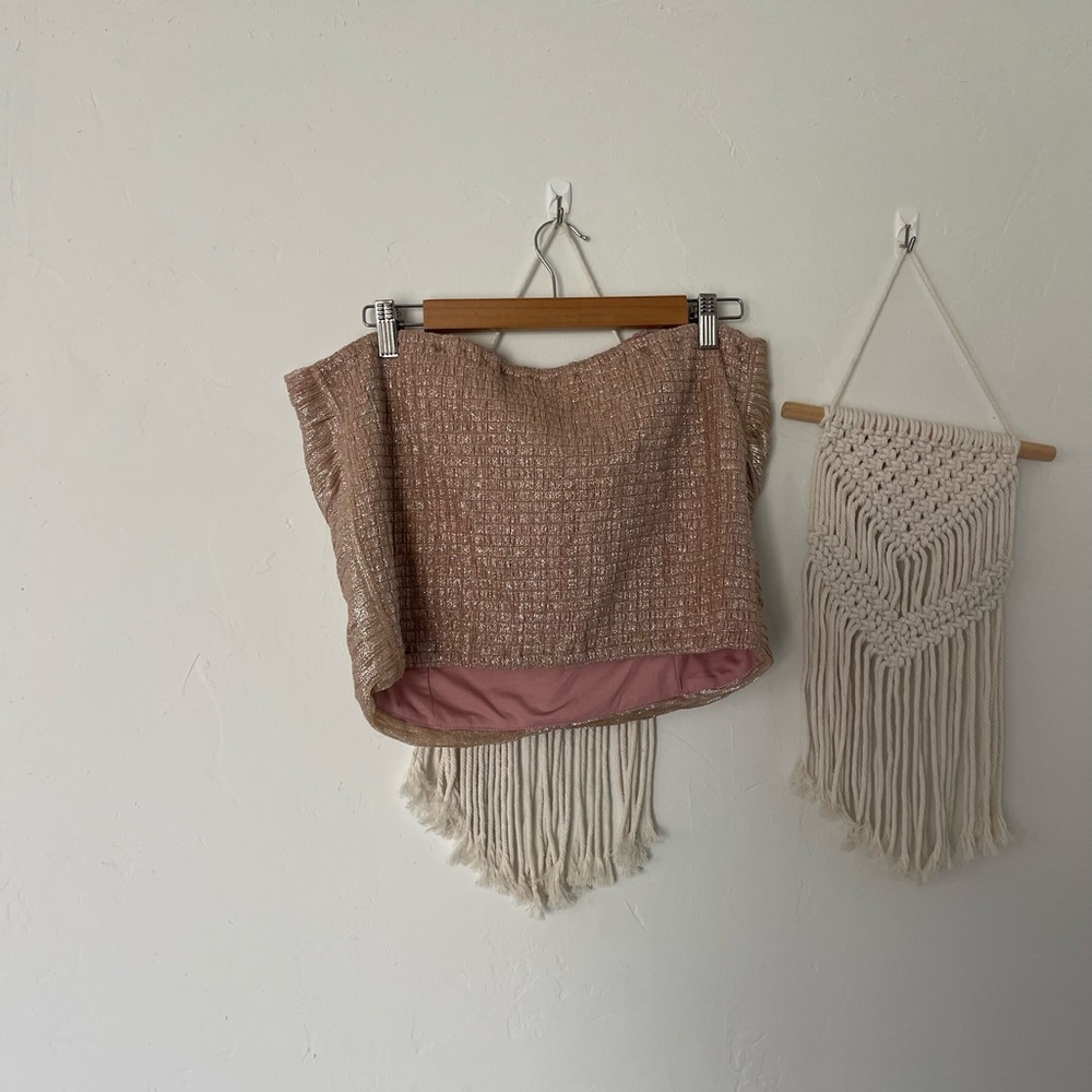Anthropologie Maeve Ruffle Metallic Tube Top - Picture 3 of 6